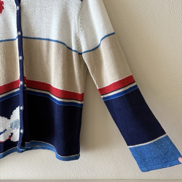 Susan Bristol Cardigan Sweater Women's XL Floral Colorblock Vintage Ramie Silk - Picture 8 of 8